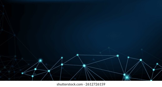 Abstract futuristic - Molecules technology with polygonal shapes on dark blue background. Illustration Vector design digital technology concept. 