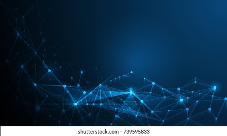 Abstract futuristic - Molecules technology with polygonal shapes on dark blue background. Illustration Vector design digital technology concept.  - Shutterstock ID 739595833