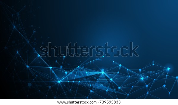 抽象的な未来的 暗い青の背景に多角形の形を持つ分子テクノロジー イラストベクター画像デザインのデジタルテクノロジーコンセプト のベクター画像素材 ロイヤリティフリー