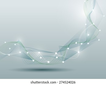 Abstract futuristic - Molecules and wave digital technology light green blue background. Illustration Vector design digital technology concept.Blank space for your design or text