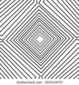 Abstract futuristic monochrome striped background, black and white stripes, Vector pattern in geometric style, zig-zag optical illusion design.  
