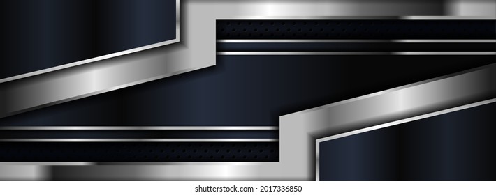 Abstract Futuristic Navy Background Combined with Silver Element.