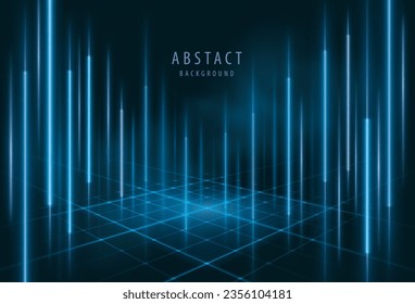 Abstract futuristic neon lights background. Elegant scene Lighting effect. Neon Light line perspective moving to lighting glowing. Abstract dynamic lights lines. Technology digital futuristic concept.