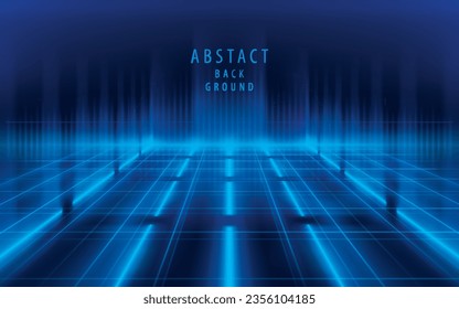 Abstract futuristic neon lights background. Elegant scene Lighting effect. Blue Light line perspective moving to lighting glowing. Abstract dynamic lights lines. Technology digital futuristic concept.