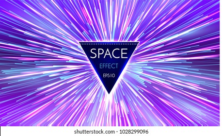 Abstract Futuristic Perspective And Motion Light Background. Star Warp In Hyperspace. Space Jump. Vector Illustration