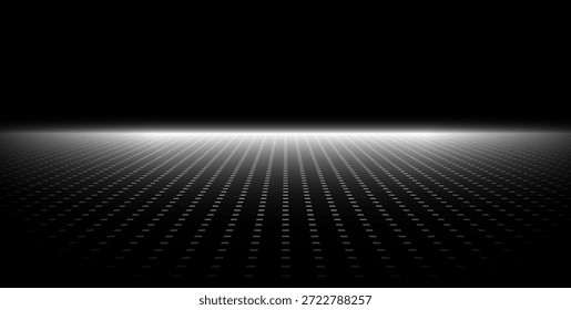 Resumo da perspectiva futurista wireframe grid background. Horizonte infinito. Grade 3D digital. Um horizonte sem fim. Tecnologia e histórico de ficção científica. 