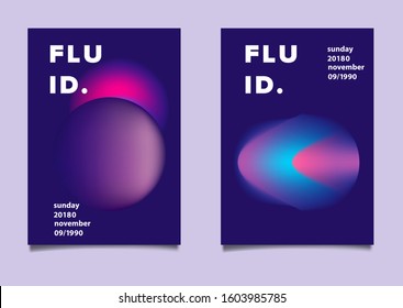 Abstract futuristic posters with composition of neon blurry circles. Retrofuturistic style flyer template for music or club event.