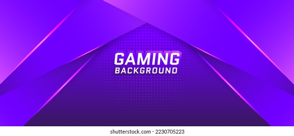 Abstract futuristic purple gradient game banner design template with metal technology concept. Vector design for business corporate promotion, game header social media, live streaming background