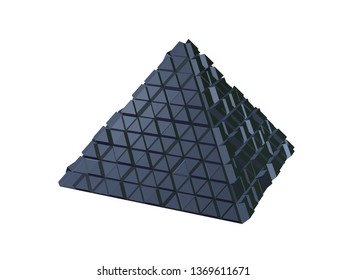 Abstract futuristic pyramid. Isolated on white background. 3d Vector illustration. 