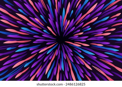 Abstract futuristic radial circular wavy colorful lines flow explosion concept, starburst dynamic multicolored lines, speed geometric background