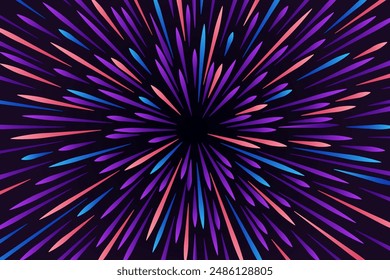 Abstract futuristic radial circular wavy colorful lines flow explosion concept, starburst dynamic multicolored lines, speed geometric background