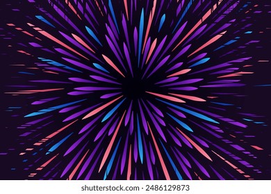 Abstract futuristic radial circular wavy colorful lines flow explosion concept, starburst dynamic multicolored lines, speed geometric background