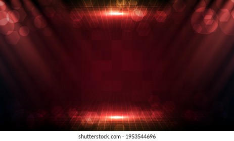 Abstract futuristic red background with beautiful spotlight ray