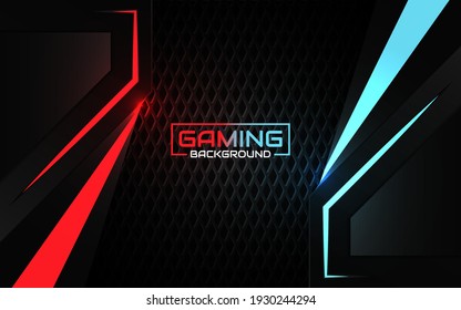 Abstract futuristic red and blue gaming background with modern esport shapes. Vector design template technology concept can use element game banner, sport poster, cyber wallpaper, web, advertising