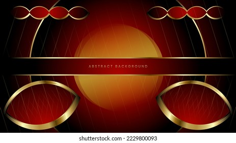 Abstract futuristic red and gold circle interface background.