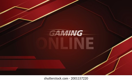 Abstract futuristic Red gold gaming background with shining line effect, online live streaming mode