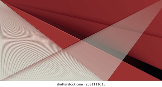 Abstract futuristic red paper cut 3D background. Triangles on bright color geometric design. Paper cut background illustration