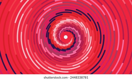Abstractas estilo futurista de vórtice redondo girando la urgencia creativa de fondo rojo. 