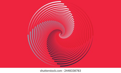 Abstract futuristic round vortex style spinning creative urgency red background. 