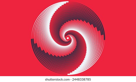 Abstract futuristic round vortex style spinning creative urgency red background. 
