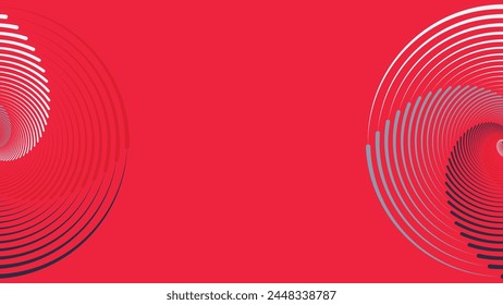 Abstrakter futuristischer runder Vortex-Stil, der kreative Dringlichkeit roter Hintergrund dreht. 