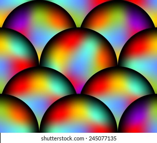 Abstract futuristic seamless background with overlapping rainbow ball patterns