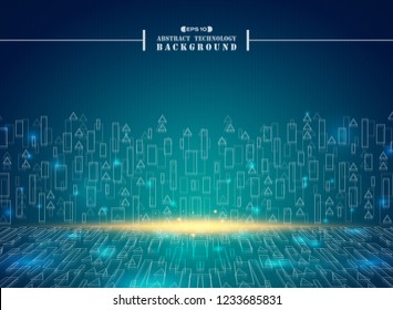 Abstract of futuristic shape background digital perspective on dark gradient, vector eps10