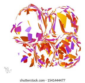 Abstract futuristic shape made of small particle explosion. Optical art geometric  background with high speed of motion. Futuristic vector illustration isolated on white