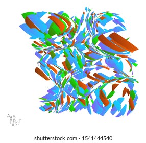 Abstract futuristic shape made of small particle explosion. Optical art geometric  background with high speed of motion. Futuristic vector illustration isolated on white