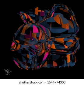 Abstract futuristic shape made of small transparent particle explosion. Optical art geometric  background with high speed of motion. Futuristic vector illustration isolated on black