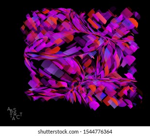 Abstract futuristic shape made of small transparent particle explosion. Optical art geometric  background with high speed of motion. Futuristic vector illustration isolated on black