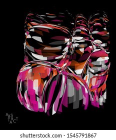 Abstract futuristic shape made of small transparent particle explosion. Optical art geometric  background with high speed of motion. Futuristic vector illustration isolated on black