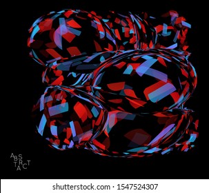 Abstract futuristic shape made of small transparent particle explosion. Optical art geometric  background with high speed of motion. Futuristic vector illustration isolated on black