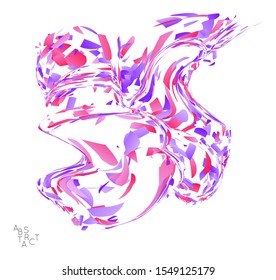Abstract futuristic shape made of small particle explosion. Optical art geometric  background with high speed of motion. Futuristic vector illustration isolated on white