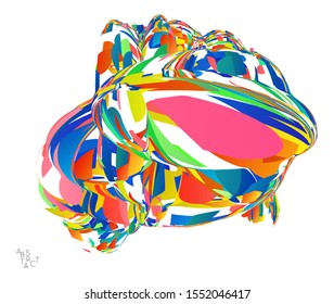 Abstract futuristic shape made of small particle explosion. Optical art geometric  background with high speed of motion. Futuristic vector illustration isolated on white