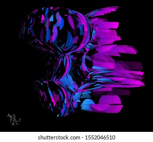 Abstract futuristic shape made of small transparent particle explosion. Optical art geometric  background with high speed of motion. Futuristic vector illustration isolated on black