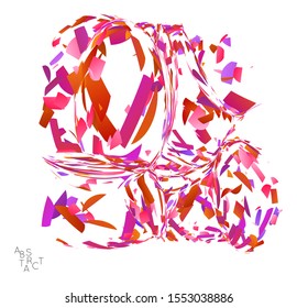 Abstract futuristic shape made of small particle explosion. Optical art geometric  background with high speed of motion. Futuristic vector illustration isolated on white