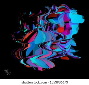 Abstract futuristic shape made of small transparent particle explosion. Optical art geometric  background with high speed of motion. Futuristic vector illustration isolated on black