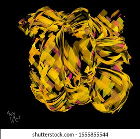 Abstract futuristic shape made of small transparent particle explosion. Optical art geometric  background with high speed of motion. Futuristic vector illustration isolated on black