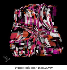 Abstract futuristic shape made of small transparent particle explosion. Optical art geometric  background with high speed of motion. Futuristic vector illustration isolated on black