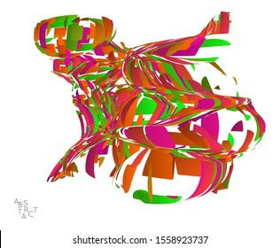Abstract futuristic shape made of small particle explosion. Optical art geometric  background with high speed of motion. Futuristic vector illustration isolated on white