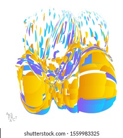 Abstract futuristic shape made of small particle explosion. Optical art geometric  background with high speed of motion. Futuristic vector illustration isolated on white