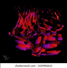Abstract futuristic shape made of small transparent particle explosion. Optical art geometric  background with high speed of motion. Futuristic vector illustration isolated on black