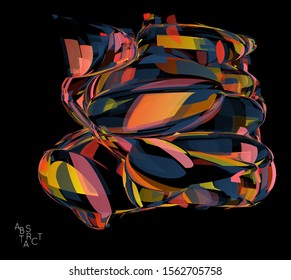 Abstract futuristic shape made of small transparent particle explosion. Optical art geometric  background with high speed of motion. Futuristic vector illustration isolated on black