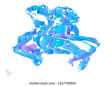 Abstract futuristic shape made of small particle explosion. Optical art geometric  background with high speed of motion. Futuristic vector illustration isolated on white