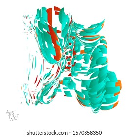 Abstract futuristic shape made of small particle explosion. Optical art geometric  background with high speed of motion. Futuristic vector illustration isolated on white