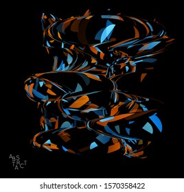Abstract futuristic shape made of small transparent particle explosion. Optical art geometric  background with high speed of motion. Futuristic vector illustration isolated on black