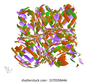 Abstract futuristic shape made of small particle explosion. Optical art geometric  background with high speed of motion. Futuristic vector illustration isolated on white