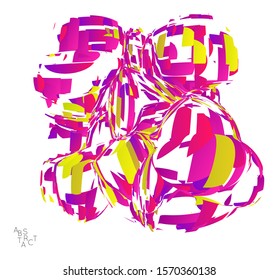 Abstract futuristic shape made of small particle explosion. Optical art geometric  background with high speed of motion. Futuristic vector illustration isolated on white