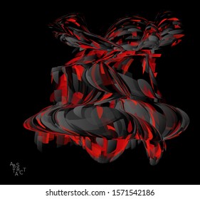Abstract futuristic shape made of small transparent particle explosion. Optical art geometric  background with high speed of motion. Futuristic vector illustration isolated on black